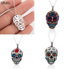 Load image into Gallery viewer, SMJEL Gothic Jewelry Skull Skeleton Necklaces Pendants for Women Punk Pirate Choker Mexican Halloween Gifts Collares
