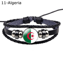 Load image into Gallery viewer, Flag Bracelet World Flags Jewelry USA America Flag Germany Mexico Canada France Britain Spain Brazil Black Leather Bracelet
