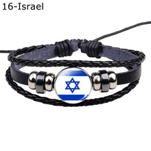 Load image into Gallery viewer, Flag Bracelet World Flags Jewelry USA America Flag Germany Mexico Canada France Britain Spain Brazil Black Leather Bracelet
