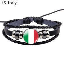 Load image into Gallery viewer, Flag Bracelet World Flags Jewelry USA America Flag Germany Mexico Canada France Britain Spain Brazil Black Leather Bracelet
