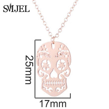 Load image into Gallery viewer, SMJEL Gothic Jewelry Skull Skeleton Necklaces Pendants for Women Punk Pirate Choker Mexican Halloween Gifts Collares
