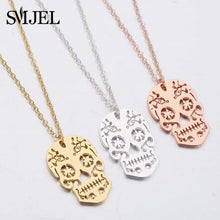 Load image into Gallery viewer, SMJEL Gothic Jewelry Skull Skeleton Necklaces Pendants for Women Punk Pirate Choker Mexican Halloween Gifts Collares
