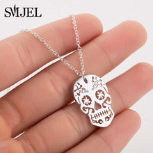 Load image into Gallery viewer, SMJEL Gothic Jewelry Skull Skeleton Necklaces Pendants for Women Punk Pirate Choker Mexican Halloween Gifts Collares
