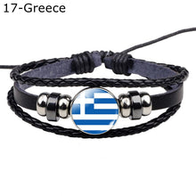 Load image into Gallery viewer, Flag Bracelet World Flags Jewelry USA America Flag Germany Mexico Canada France Britain Spain Brazil Black Leather Bracelet
