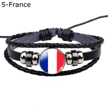 Load image into Gallery viewer, Flag Bracelet World Flags Jewelry USA America Flag Germany Mexico Canada France Britain Spain Brazil Black Leather Bracelet
