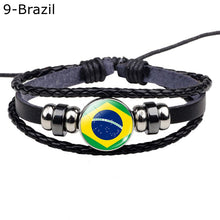 Load image into Gallery viewer, Flag Bracelet World Flags Jewelry USA America Flag Germany Mexico Canada France Britain Spain Brazil Black Leather Bracelet
