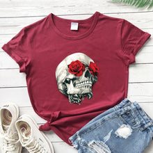 Load image into Gallery viewer, Rose Skull Casual Tee
