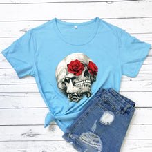 Load image into Gallery viewer, Rose Skull Casual Tee
