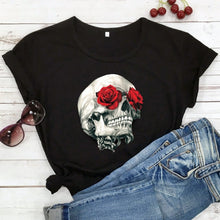 Load image into Gallery viewer, Rose Skull Casual Tee
