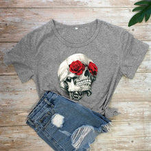 Load image into Gallery viewer, Rose Skull Casual Tee
