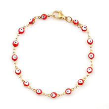 Load image into Gallery viewer, 1 PC Fashion Stainless Steel Bracelets Gold Blue Red Evil Eye Enamel Bead Bracelet For Women Lucky Turkish eye Jewelry Gifts
